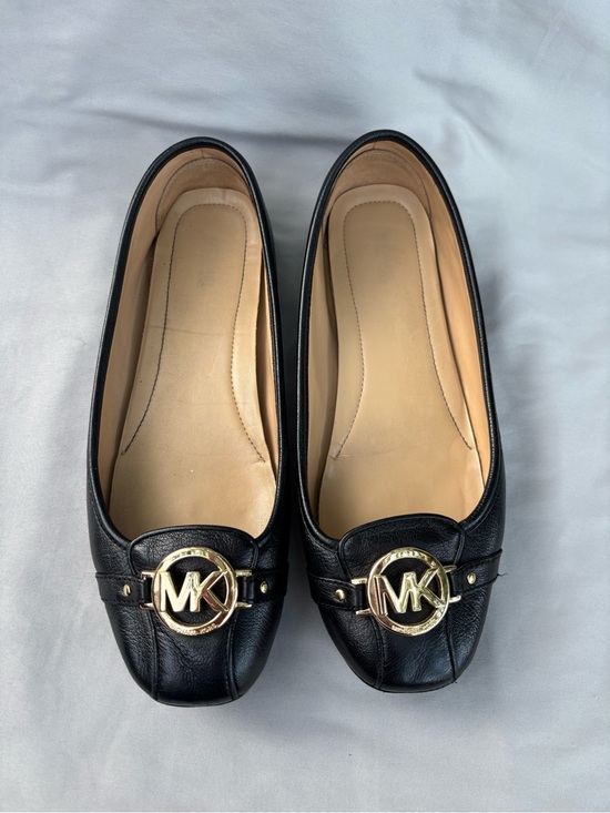 Michael Kors Shoes - Michael Kors Black Leather MK Medallion Ballet Flats Size 11